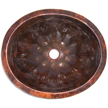 Mexican Copper Hammered Sink -- s6010 Oval Wedges